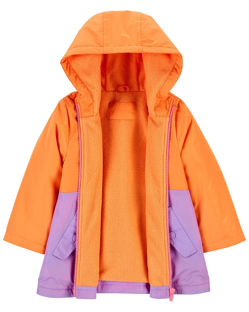 Baby Fleece-Lined Colourblock Rain Jacket