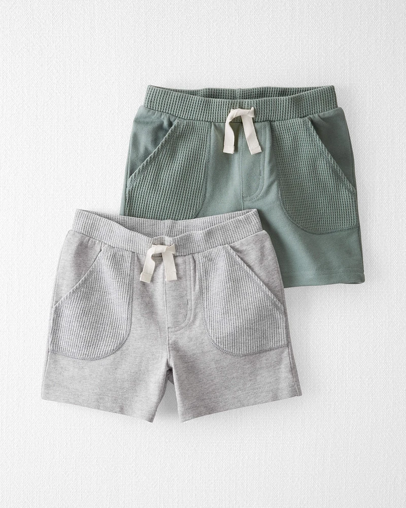 Toddler 2-Pack Organic Cotton Waffle Knit Shorts