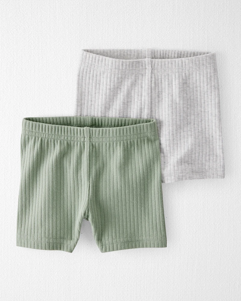 Baby 2-Pack Organic Cotton Ribbed Pedal Shorts