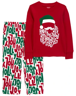 Toddler 2-Piece Holly Jolly Christmas Cotton & Fleece Pyjamas