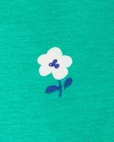 Baby Girl Floral Cotton Romper - Green
