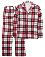 2-Piece Plaid Fleece Coat Style Pyjamas