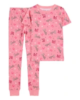 Kid Barbie Snug Fit Cotton 2-Piece Pyjamas - Pink
