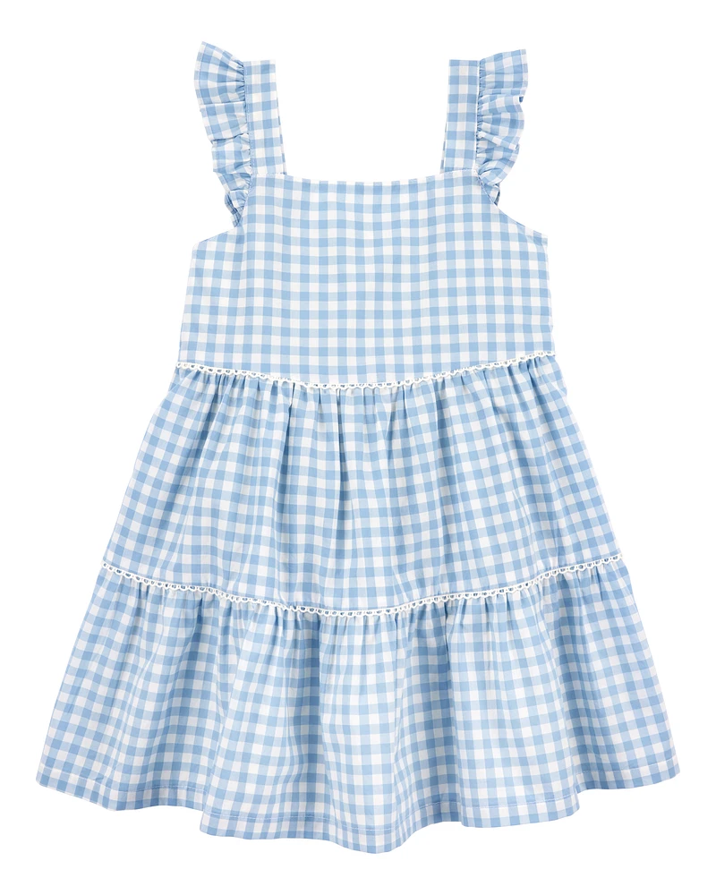 Toddler Gingham Short-Sleeve Dress - Blue