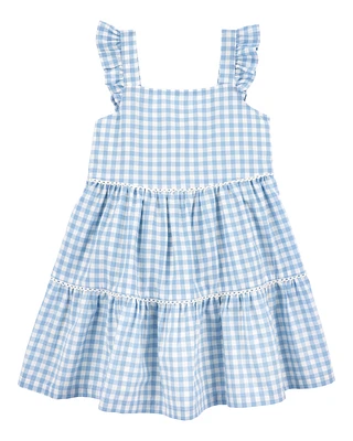 Toddler Gingham Short-Sleeve Dress - Blue