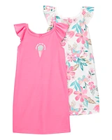 Kid 2-Pack Ice Cream Floral Nightgowns - Pink
