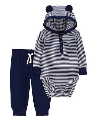 Baby 2-Piece Hooded Bodysuit Pant Set