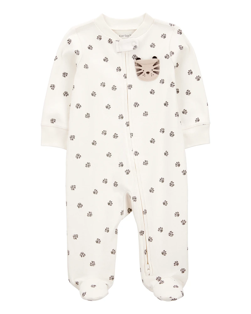 Baby Tiger Print 2-Way Zip Cotton Sleeper