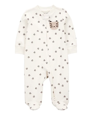 Baby Tiger Print 2-Way Zip Cotton Sleeper