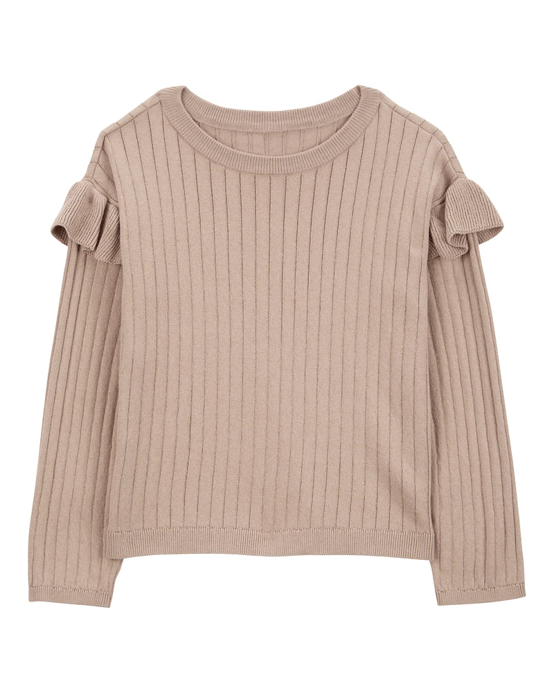 Kid Ribbed Long-Sleeve Sweater - Brown