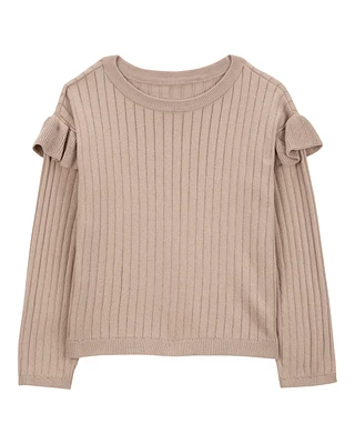 Kid Ribbed Long-Sleeve Sweater - Brown
