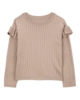 Kid Ribbed Long-Sleeve Sweater - Brown