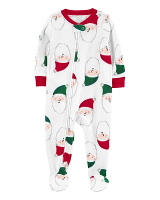 Toddler 1-Piece Santa Fleece Footie Pyjamas