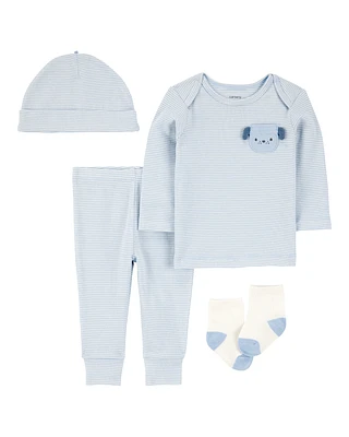 Baby 4-Piece Puppy Print Outfit Set