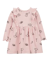 Baby Paris-Print Long-Sleeve Dress - Pink