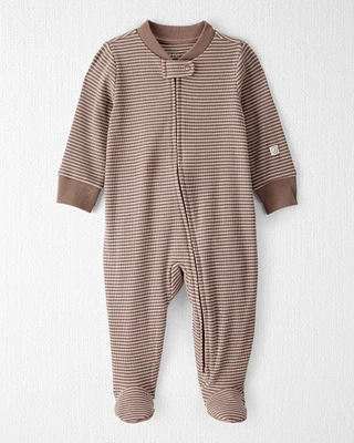 Baby Organic Cotton Sleep & Play Pyjamas Brown Stripes