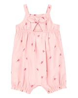 Baby Bird Print Tank Romper - Pink