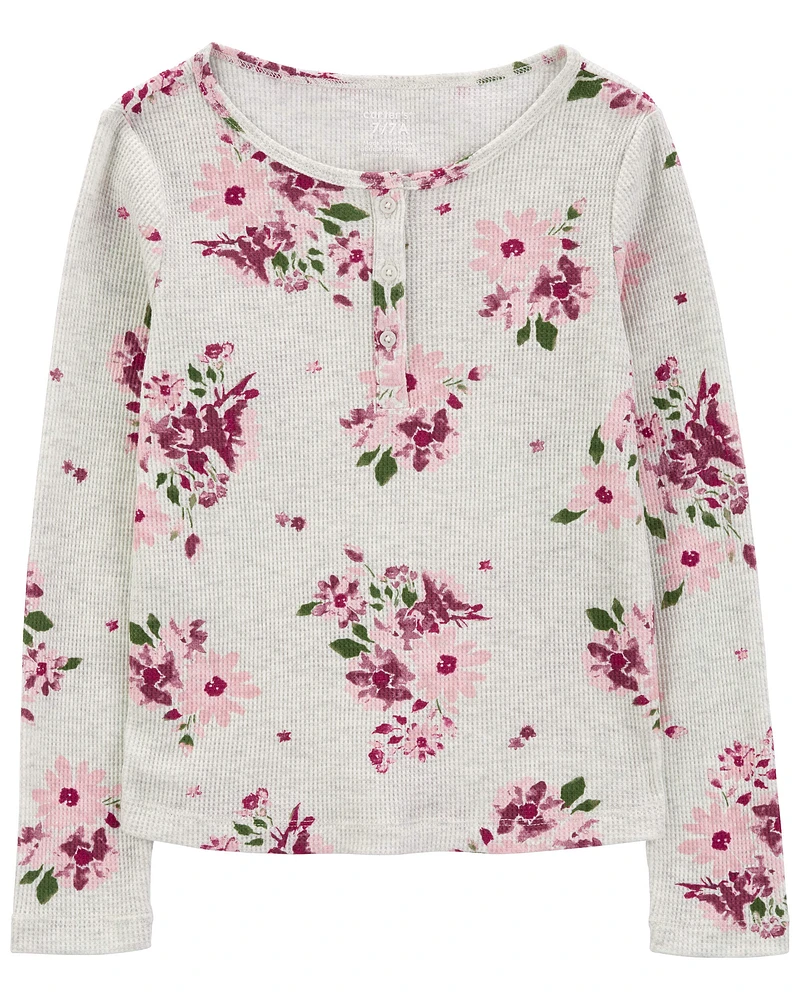 Kid Floral Waffle Knit Long-Sleeve Tee