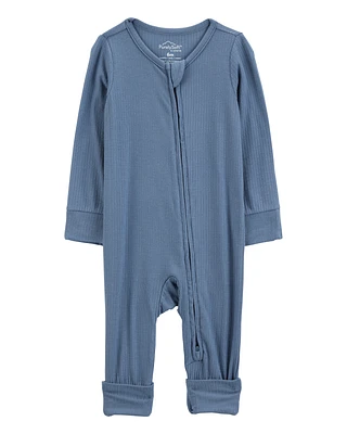 Baby Solid 2-Way Zip PurelySoft Convertible Foot Sleeper Pyjamas
