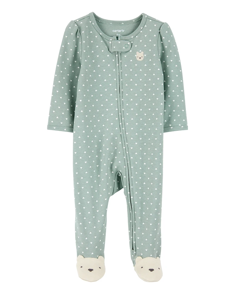 Baby Polka Dot 2-Way Zip Cotton Sleeper pyjamas