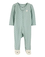 Baby Polka Dot 2-Way Zip Cotton Sleeper pyjamas