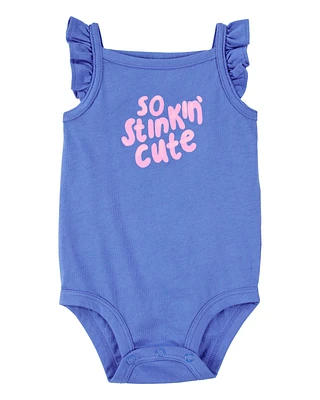 Baby So Stinkin' Cute Flutter-Sleeve Bodysuit