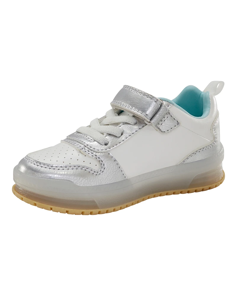 Toddler Light Up Metallic Sneakers - Silver/Aqua