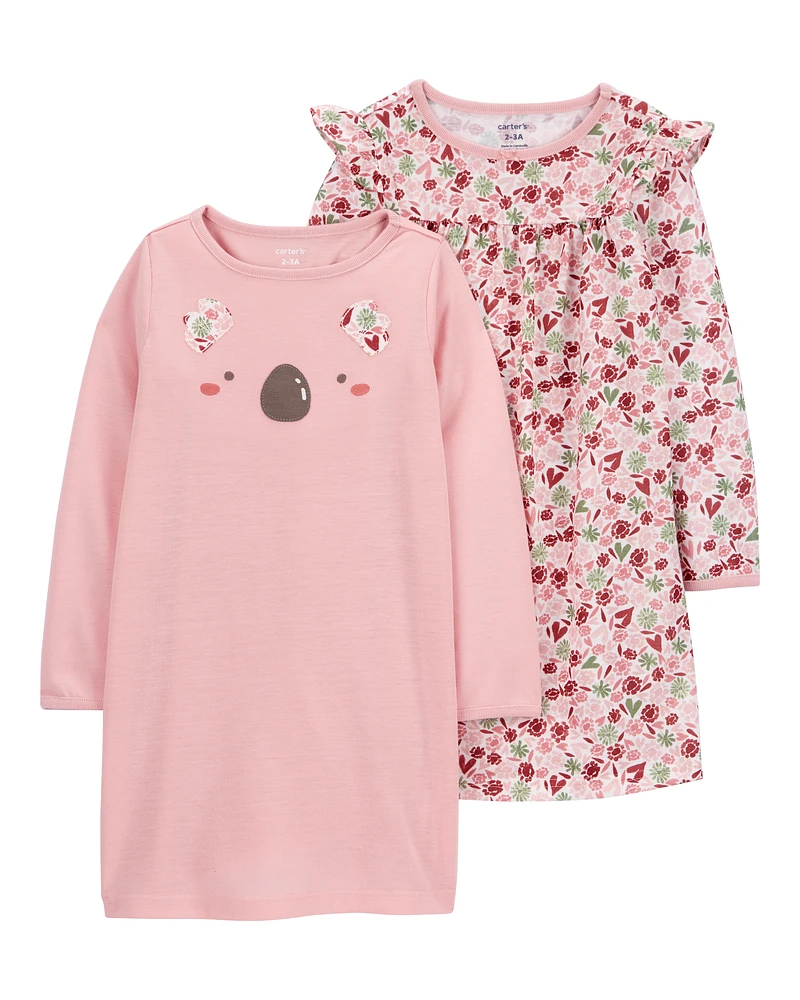 Kid 2-Pack Long-Sleeve Nightgowns