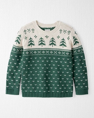 Kid Organic Cotton Evergreen Fair Isle Sweater