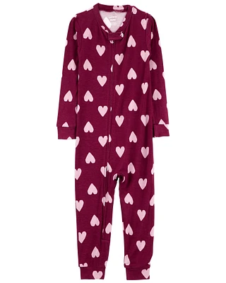 1-Piece PurelySoft Heart Print Sleeper Pyjamas