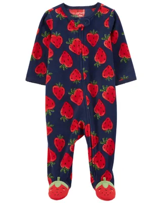 Strawberry Zip-Up Fleece Sleep & Play Pyjamas
