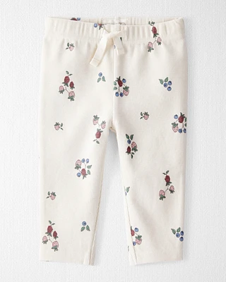 Baby Organic Cotton Ribbed Knit Pants Berry Blossom Print