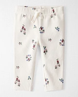 Baby Organic Cotton Ribbed Knit Pants Berry Blossom Print
