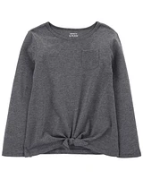 Tie-Front Long-Sleeve Jersey Tee