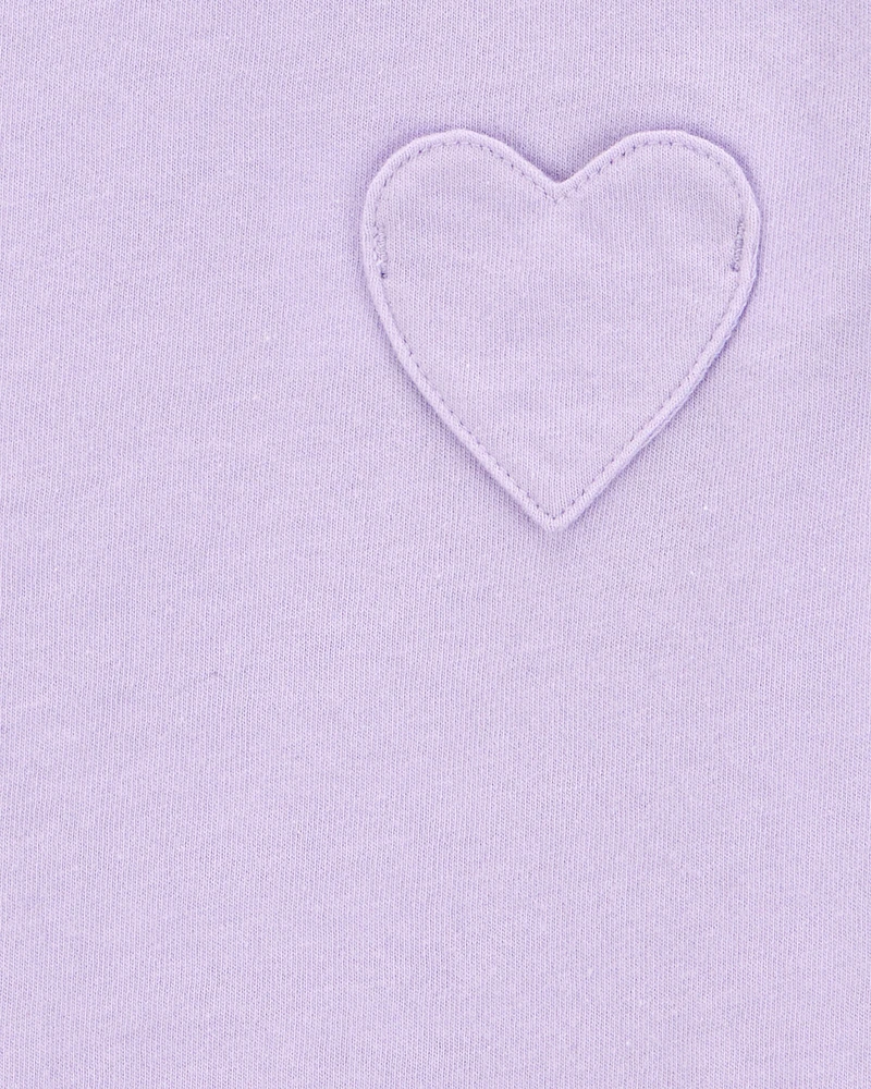 Toddler Heart Pocket Short-Sleeve Fashion Top - Purple