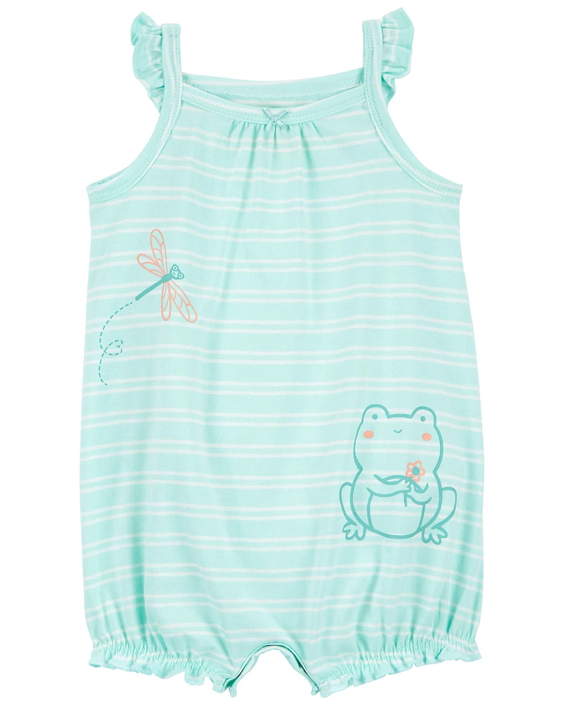 Baby Striped Frog Cotton Romper