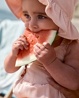 Baby 2-Piece Sun Hat & Ruffle 1-Piece Swimsuit Set