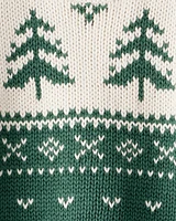 Baby Organic Cotton Evergreen Fair Isle Sweater