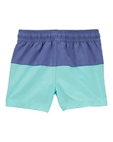 Toddler Colourblock Swim Trunks - Green/Blue