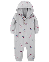 Baby Boat Print Thermal Jumpsuit - Grey