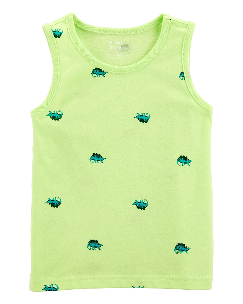 Toddler Dinosaur Graphic Tank - Neon Yellow