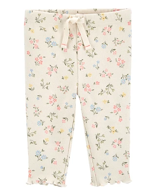 Baby Floral Pull-On Pants - Ivory