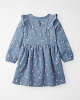 Toddler Long-Sleeve Ruffle Dress Made with Organic Cotton Floral Print