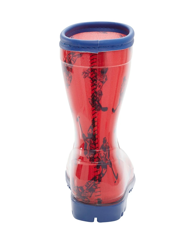 Toddler Hockey Print Rain Boots