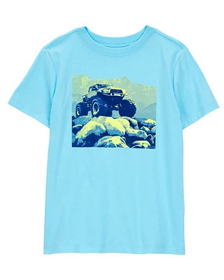 Kid Monster Truck Short-Sleeve Graphic Tee - Turquoise