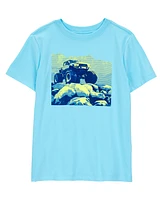 Kid Monster Truck Short-Sleeve Graphic Tee - Turquoise