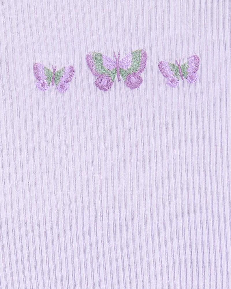 Girls Butterfly Loose Fit 2-Piece Pyjamas - Purple