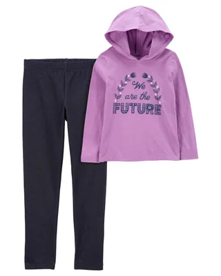 Kid 2-Piece Future Jersey Hoodie & Denim Cozy Fleece Leggings