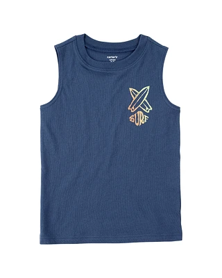Kid Surfboard Graphic Surf Tank - Navy