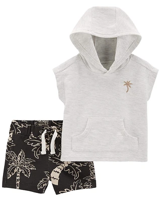 2-Piece Hooded Tee & Shorts Set